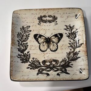 Vintage Butterfly Square Trinket Plate